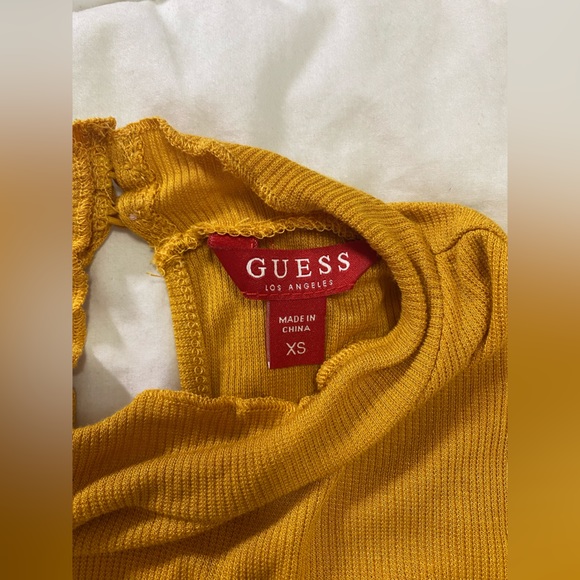 GUESS Yellow Lettuce Edge Mock Neck - Picture 5 of 7